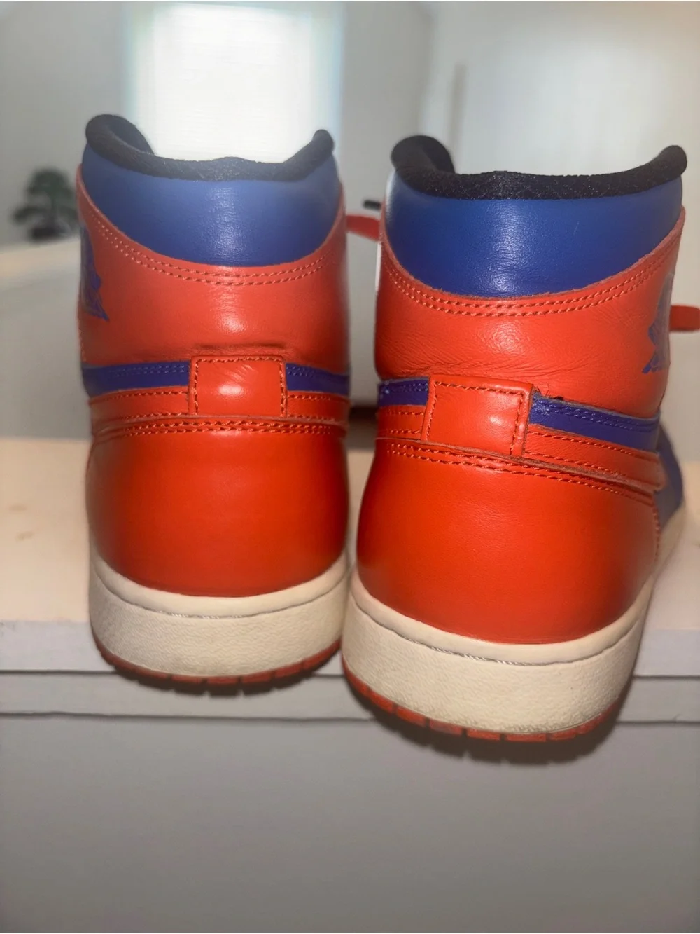 Nike Air Jordan OG High Knicks Men’s High-Top Athletic Shoes in Blue and Orange